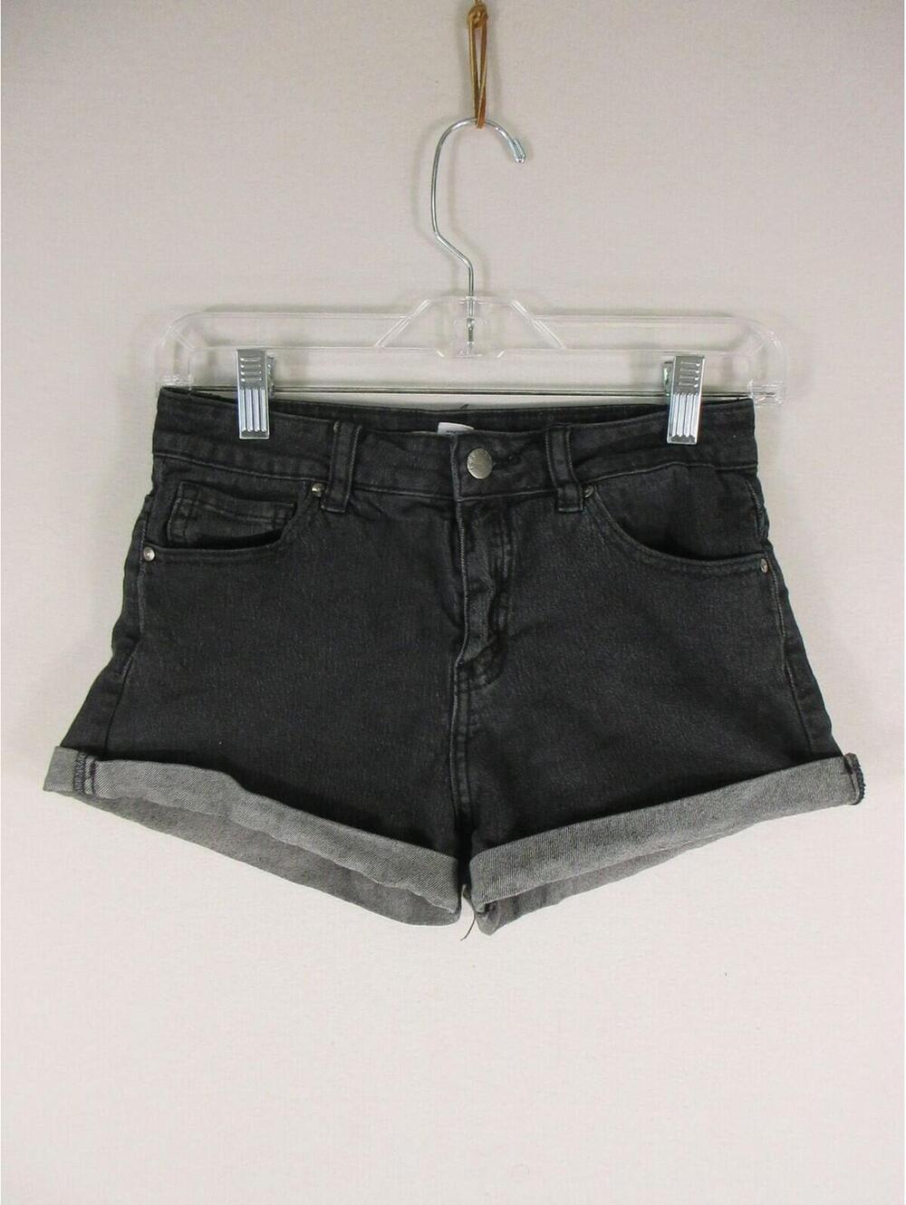 Forever 21 Shorts Womens 26 Black Denim Rolled Cuff High Rise Casual Five Pocket